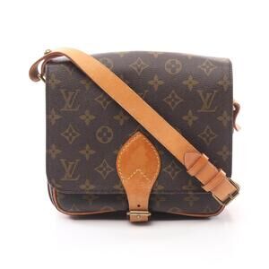 Louis Vuitton Cartessier Shoulder Bag Canvas Leather Monogram Brown